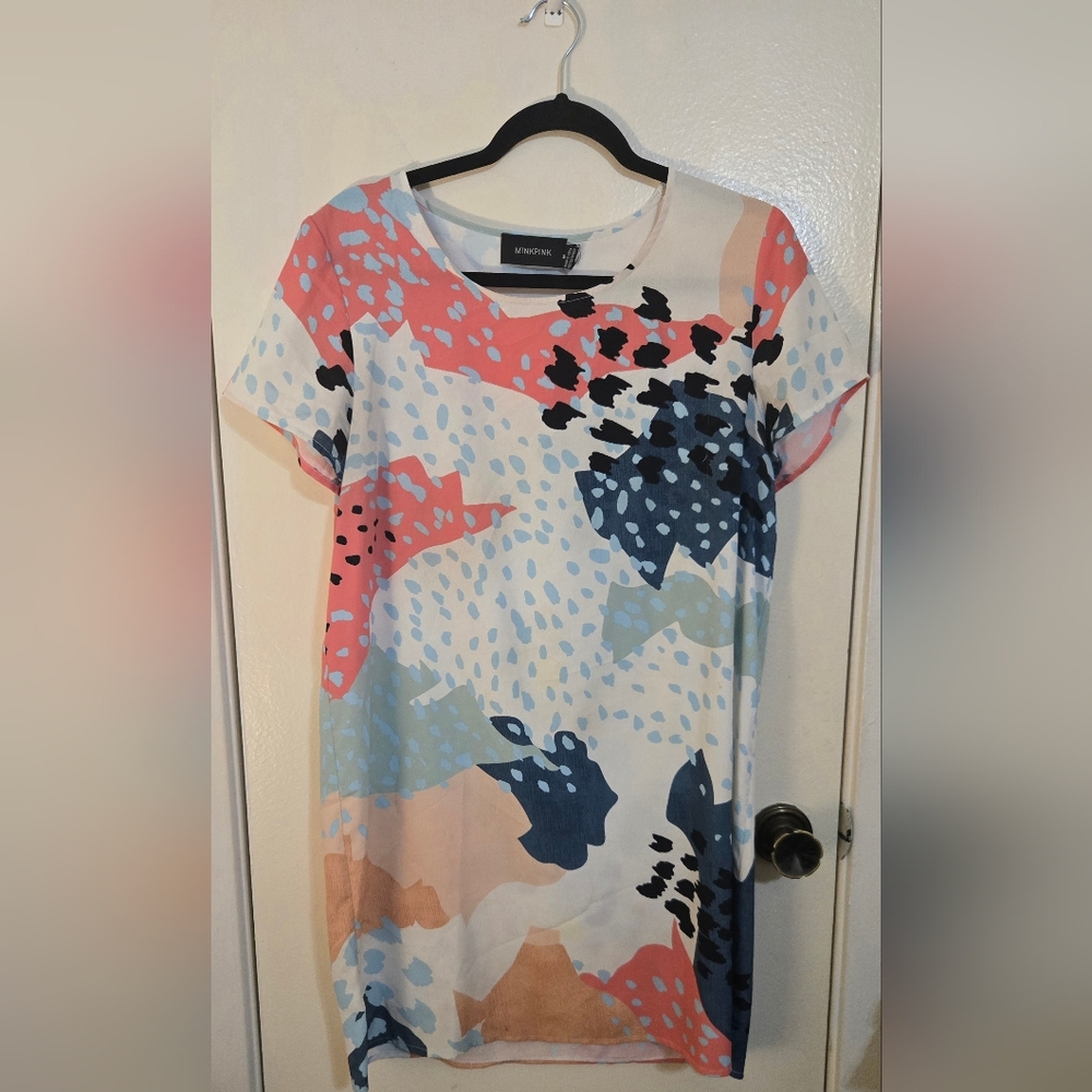 MINKPINK Coral and Black Patterned Dress